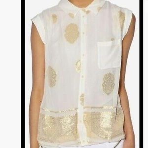 Elizabeth & James Gold Gilded Henna Blouse - image 1